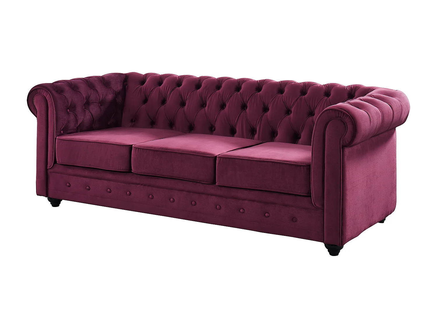 Canapé 3 places et fauteuil CHESTERFIELD - velours pourpre
