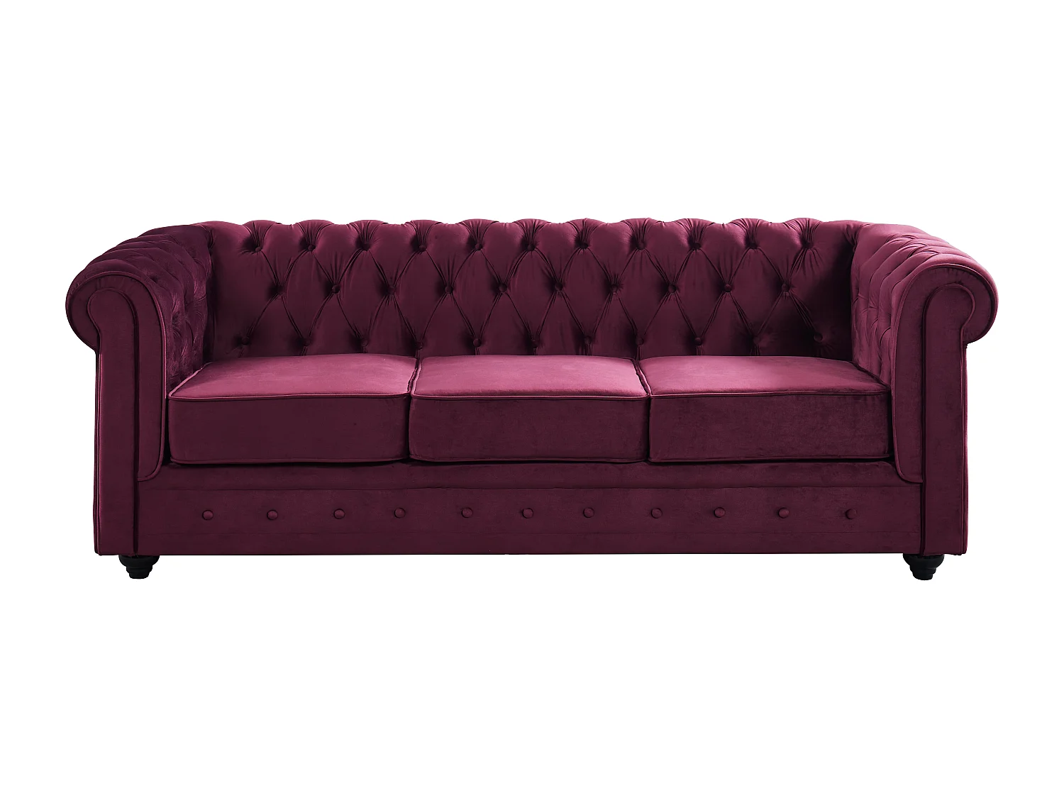 Canapé 3 places et fauteuil CHESTERFIELD - velours pourpre