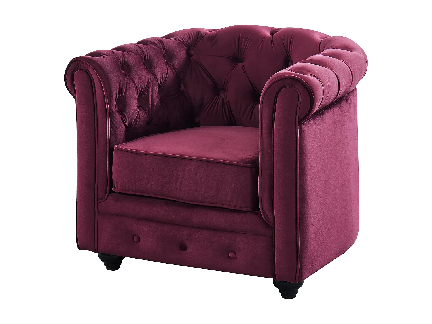 Canapé 3 places et fauteuil CHESTERFIELD - velours pourpre