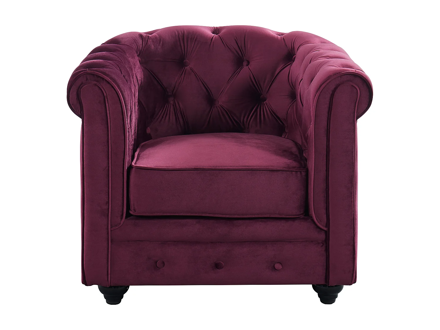 Canapé 3 places et fauteuil CHESTERFIELD - velours pourpre