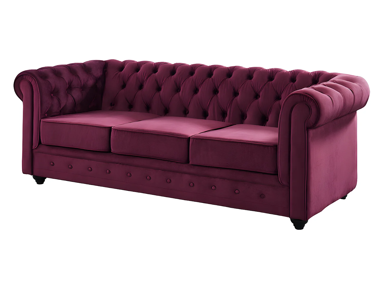 3 personers sofa og 2 lænestole CHESTERFIELD - Lilla fløjl