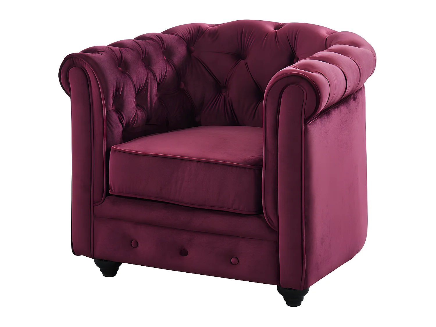 Sessel 2er-Set - Samt - Pflaumenfarben - CHESTERFIELD