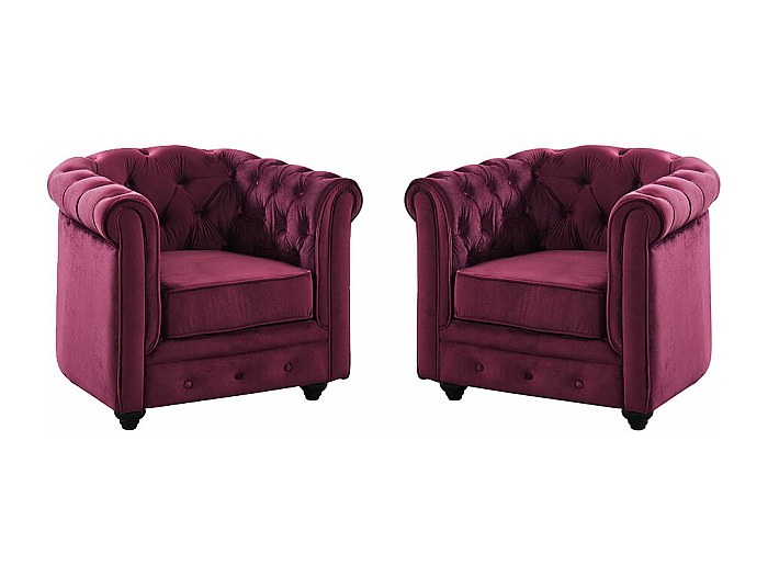 Conjunto 2 sillones terciopelo color púrpura CHESTERFIELD