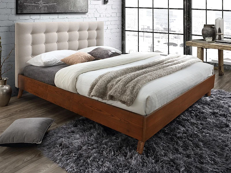 Cama FRANCESCO - 180x200 - Tecido bege
