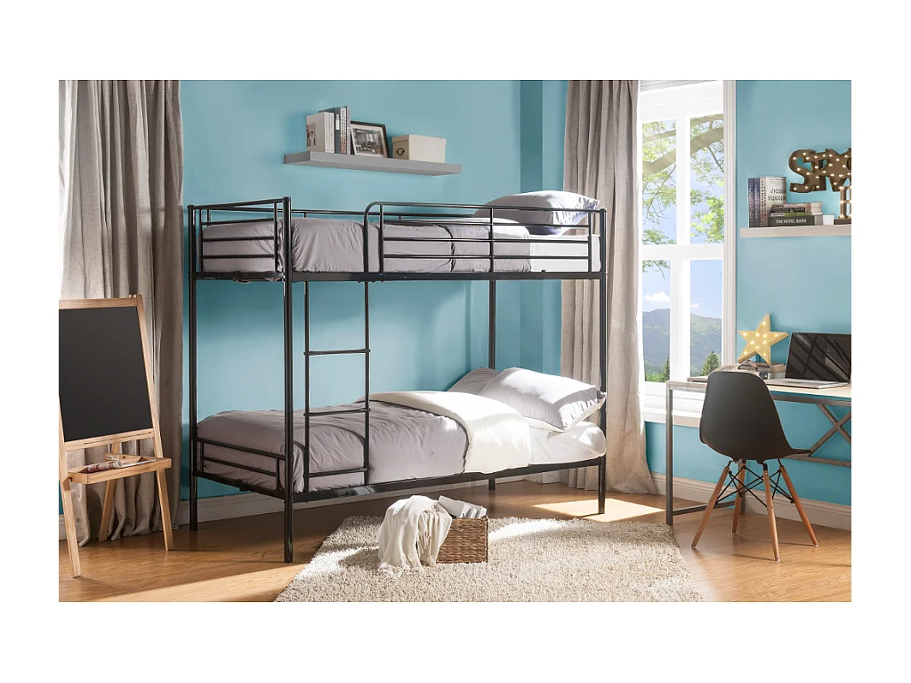 Stapelbed DUOTIS II - 2 x 90 x 190 cm - Zwart