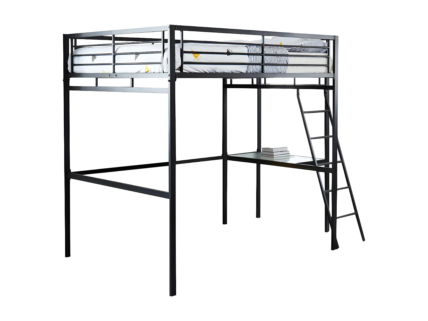 Lit mezzanine CASUAL II - 140 x 190 cm - plateforme bureau -  Anthracite