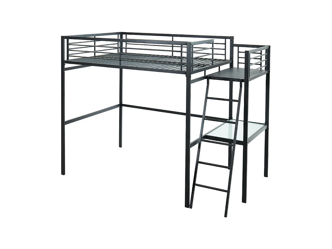 Hochbett mit Schreibtisch - 140 x 190 cm - Anthrazit - CASUAL II