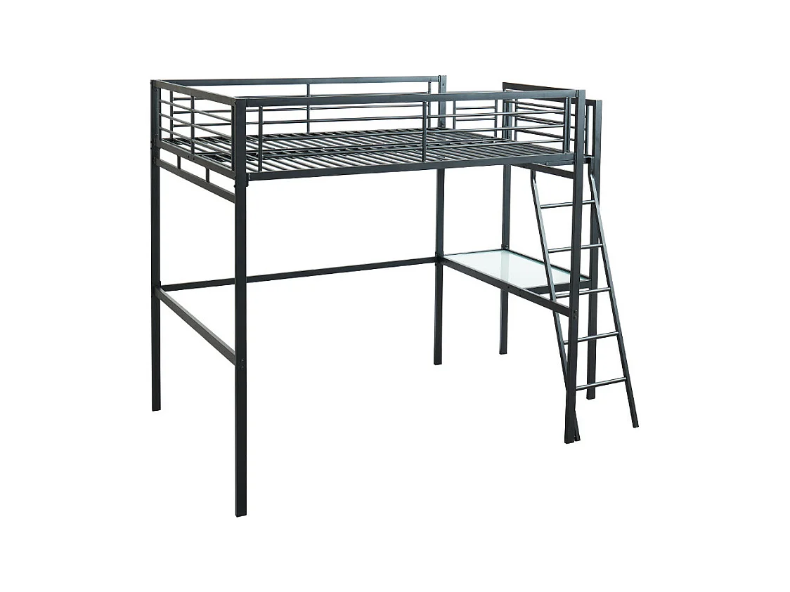 Hochbett mit Schreibtisch - 140 x 190 cm - Anthrazit - CASUAL II