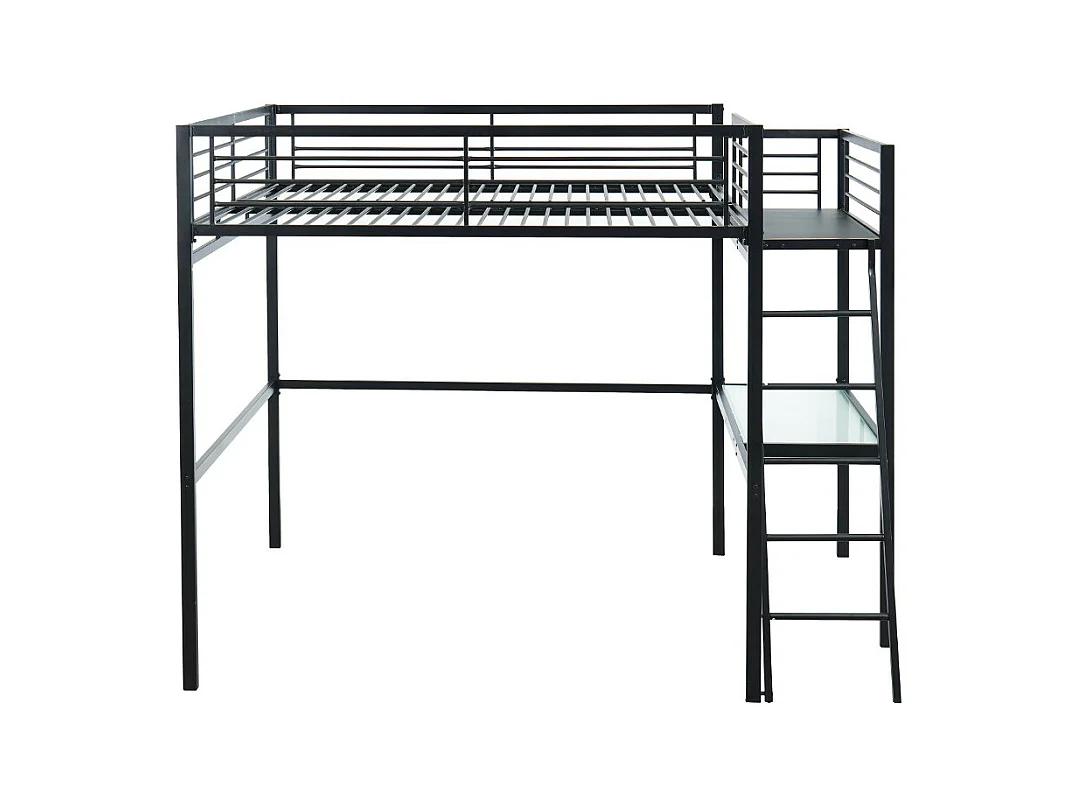 Hochbett mit Schreibtisch - 140 x 190 cm - Anthrazit - CASUAL II
