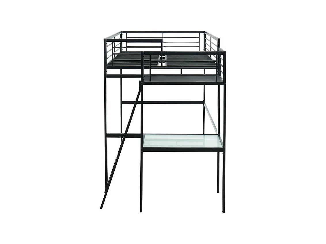 Hochbett mit Schreibtisch - 140 x 190 cm - Anthrazit - CASUAL II