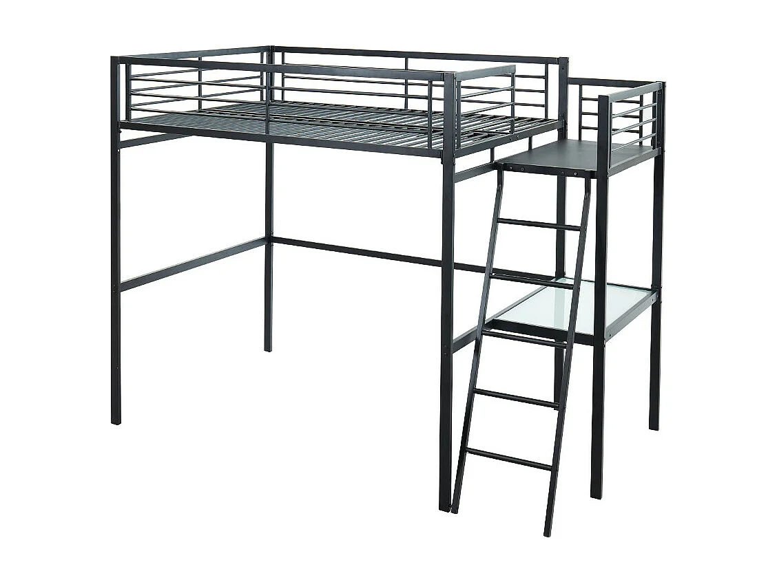 Lit mezzanine CASUAL II - 140 x 190 cm - plateforme bureau -  Anthracite