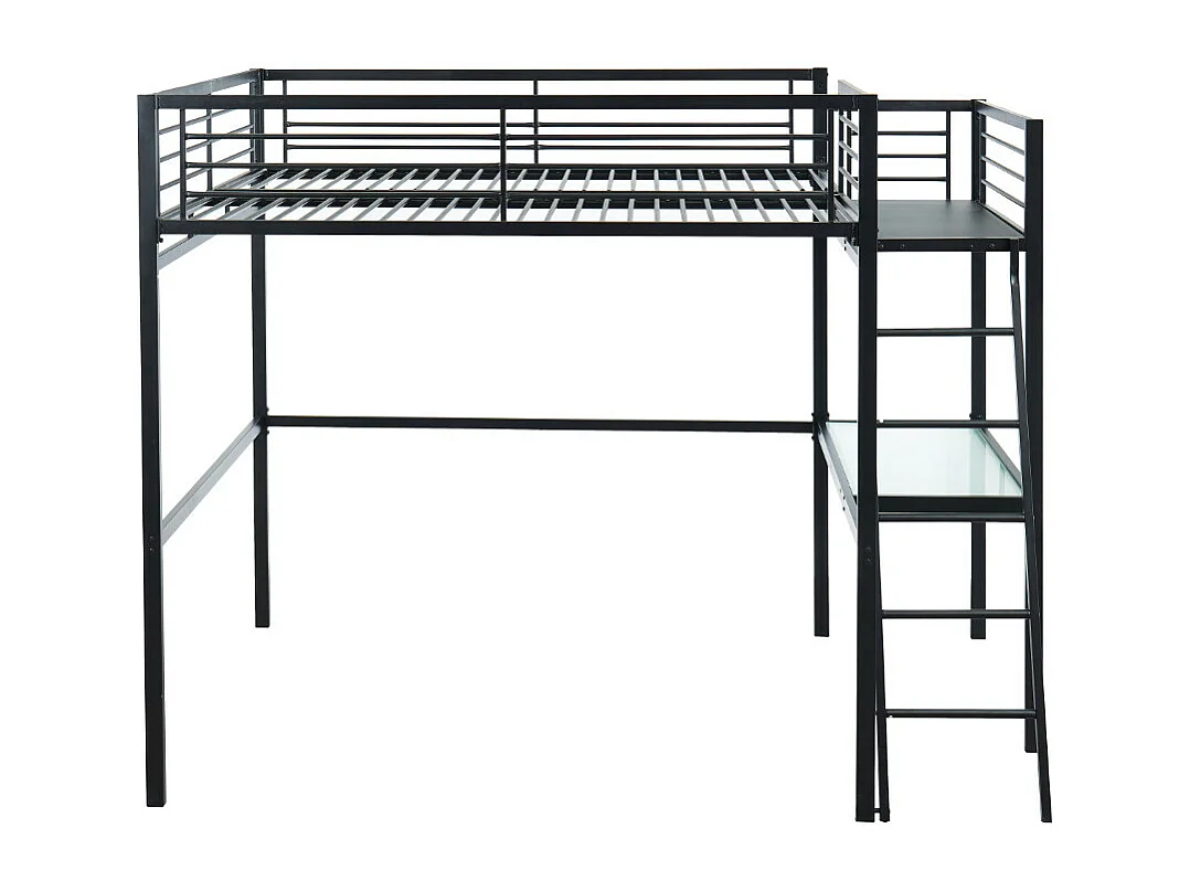 Lit mezzanine CASUAL II - 140 x 190 cm - plateforme bureau -  Anthracite