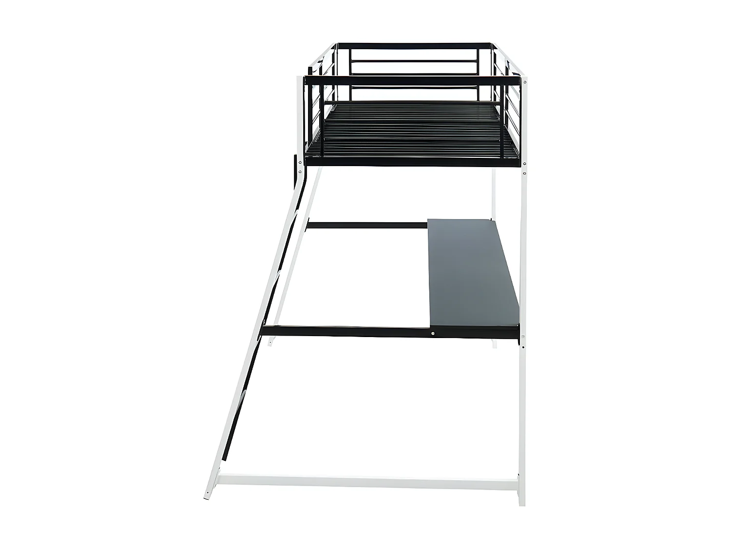 Lit mezzanine MALICIA - 90 x 190 cm - bureau intégré - Noir et blanc