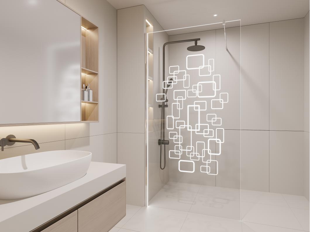 Paroi de douche à l'italienne avec leds - BELLA - 90x200 cm
