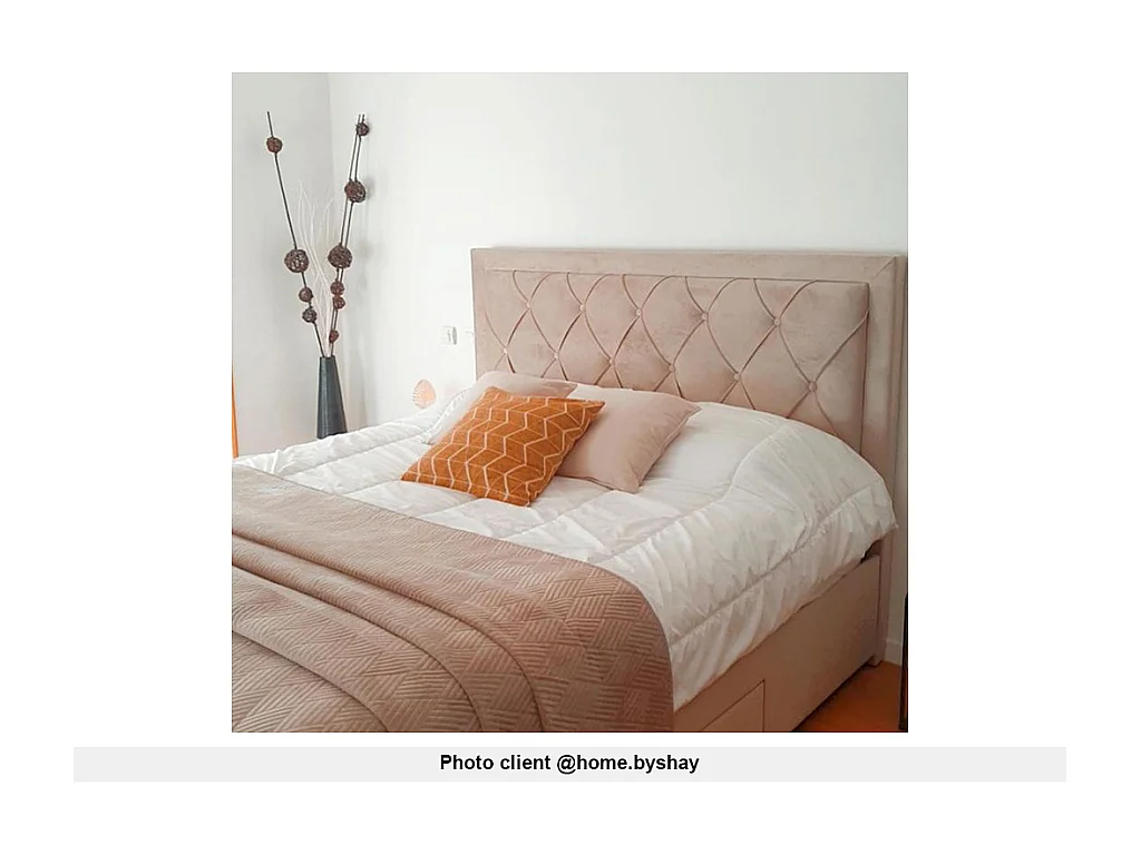 Cama com gavetas - Tecido bege - 180x200 cm - LEOPOLD