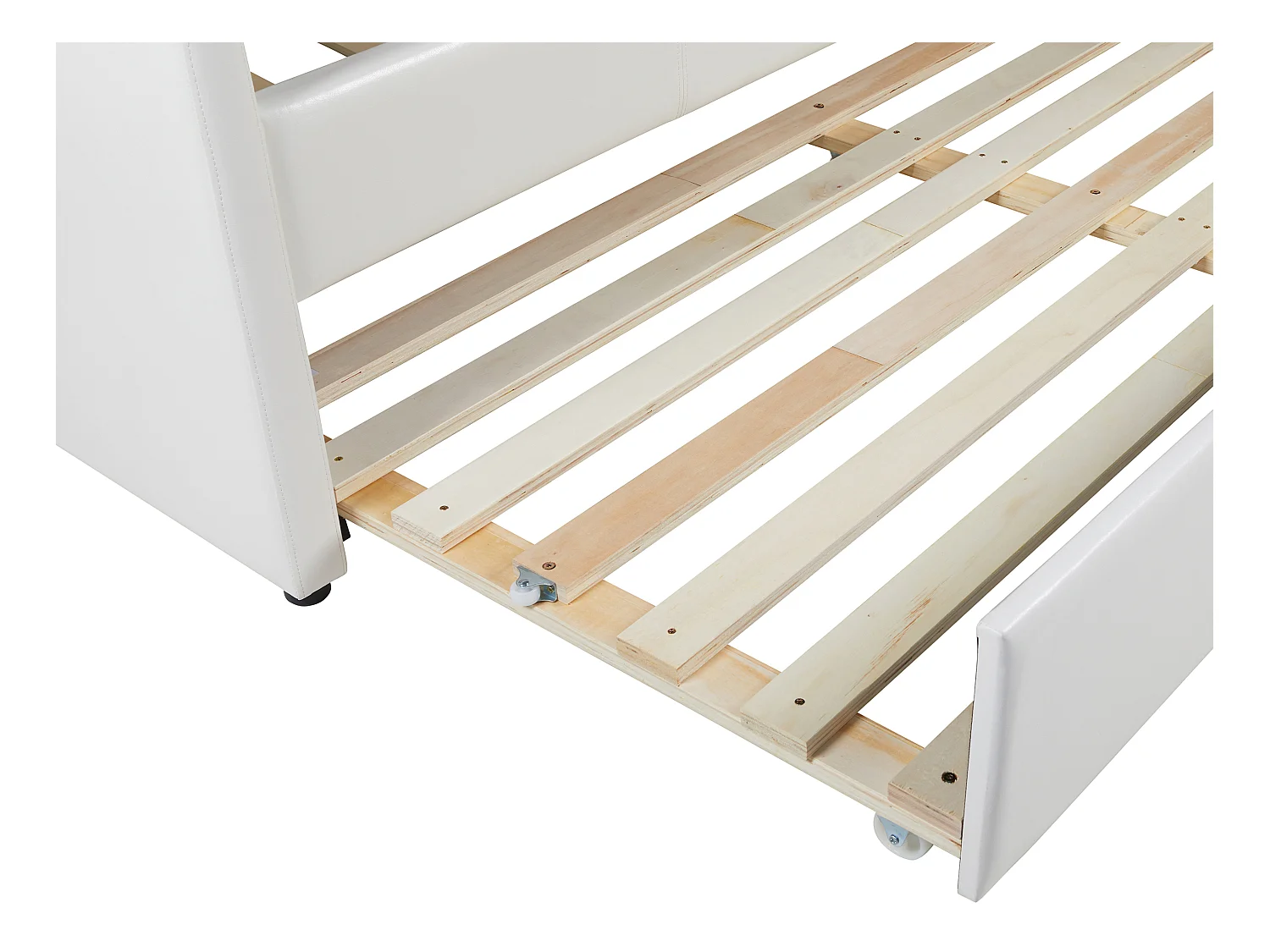 Łóżko wysuwane MATHILDE – 2 × 90 × 190 cm – skóra syntetyczna – kolor biały