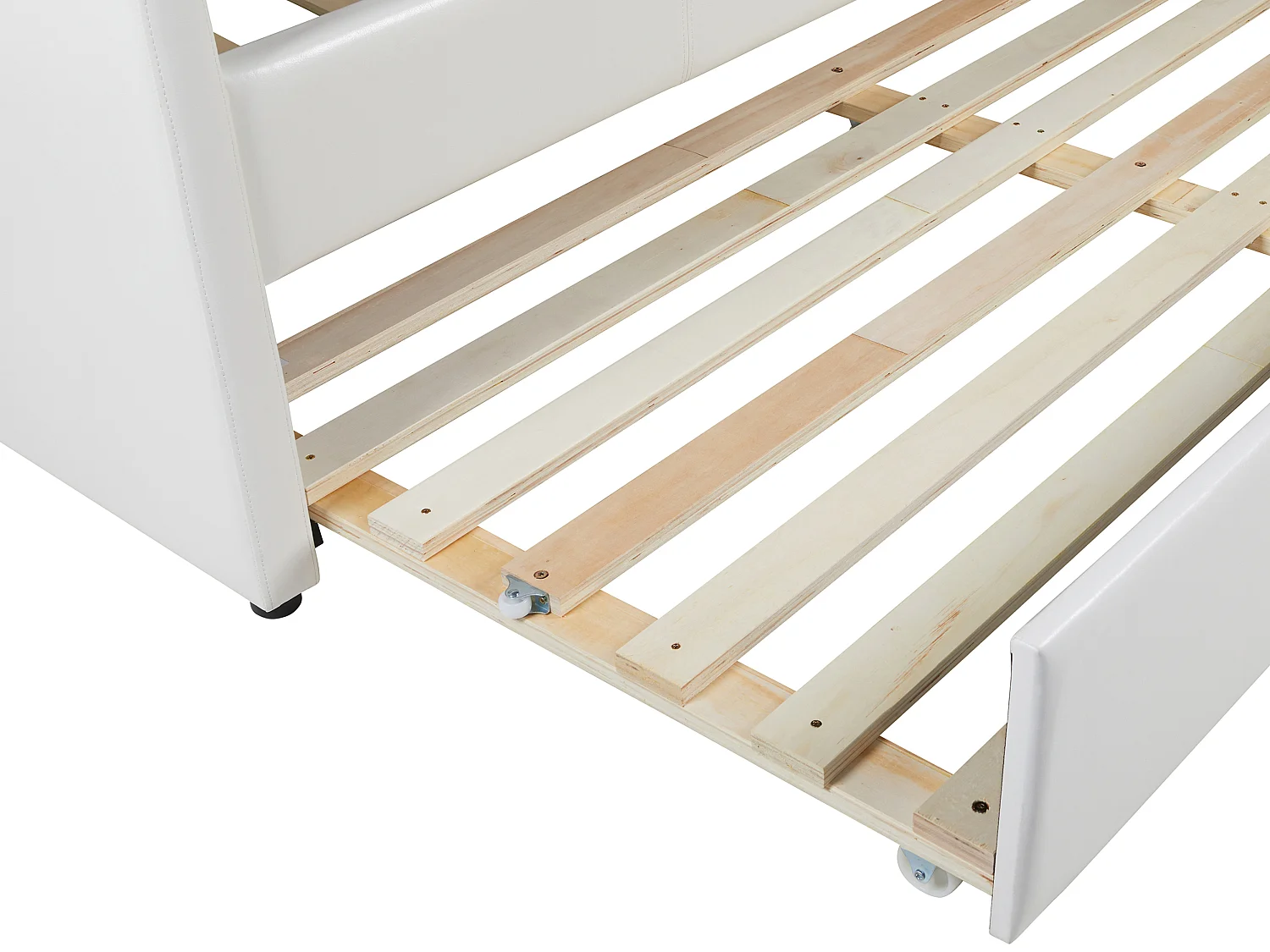 Lit banquette gigogne MATHILDE - 2 x 90 x 190 cm - Simili - Blanc