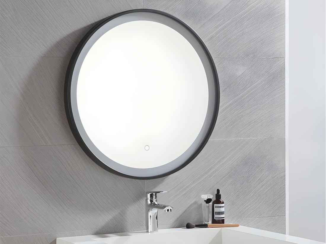 vente unique Miroir de salle de bain lumineux rond noir à Leds - D. 60 cm - NUMEA