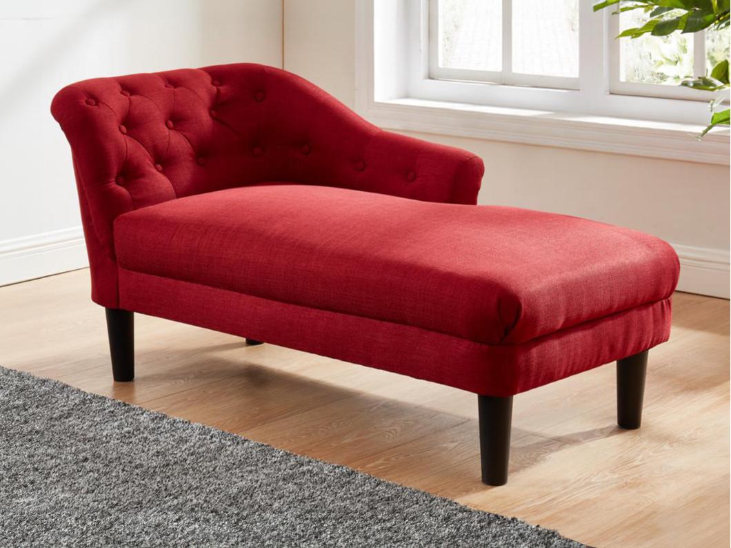 Méridienne droite en tissu rouge ANOUK