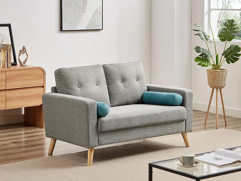 Sofá de 2 plazas TATUM de tela - Gris jaspeado