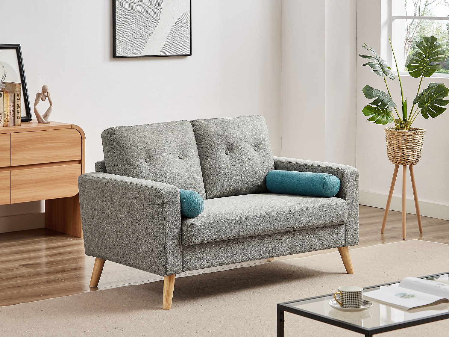 Sofa 2-Sitzer - Stoff - Grau - TATUM günstig online kaufen