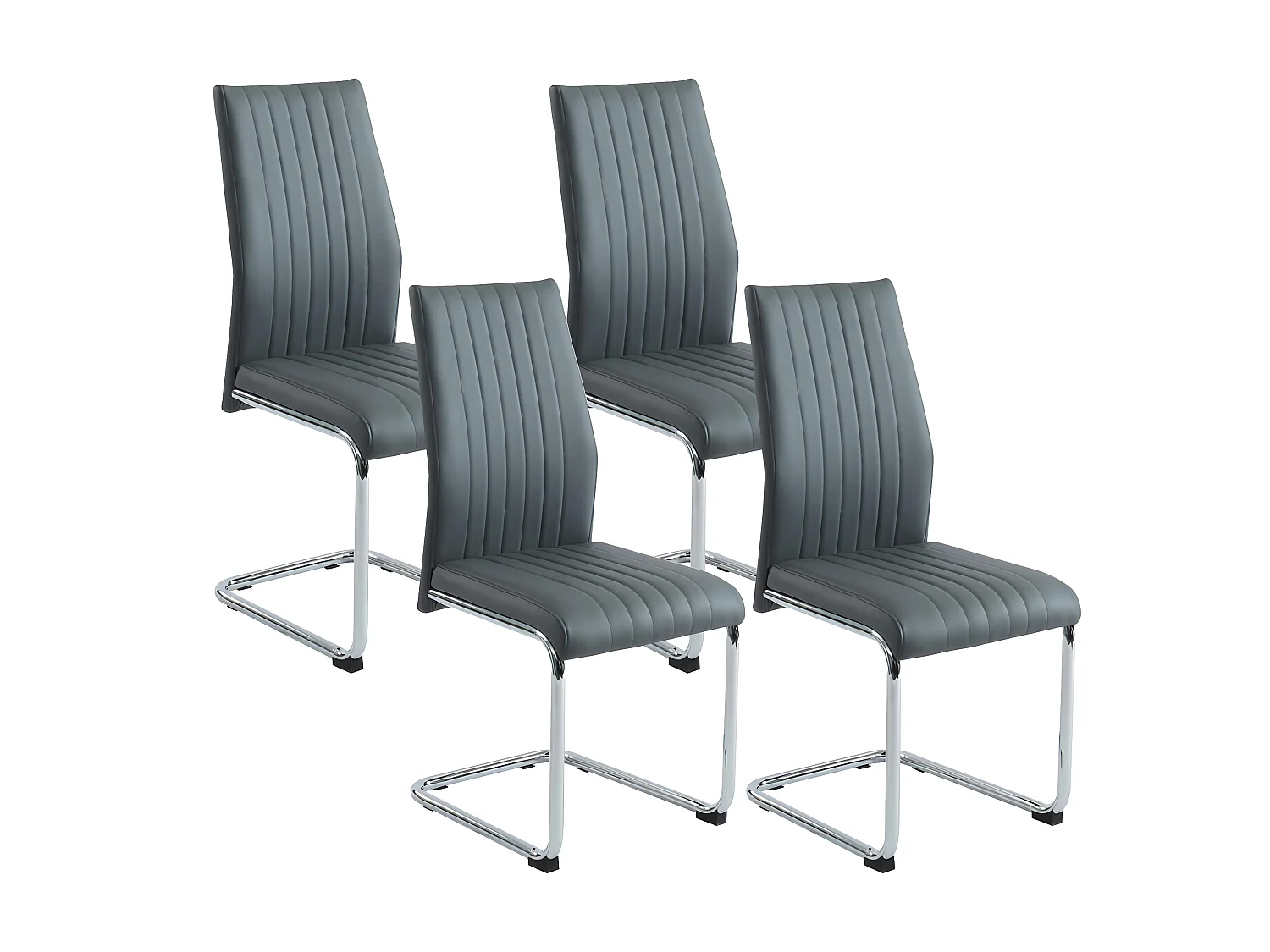Lot de 4 chaises MAXINE  - Simili - Anthracite