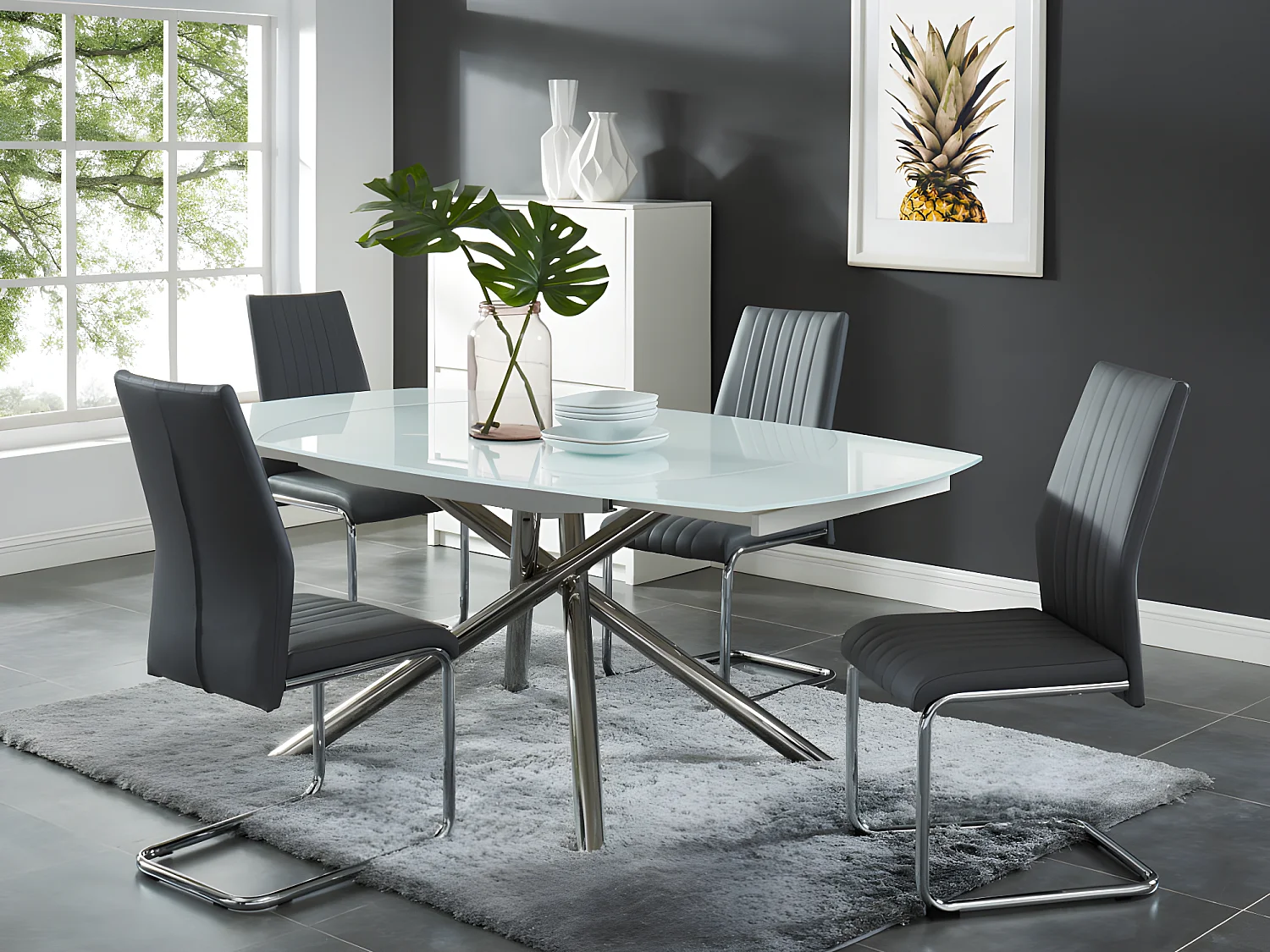 Lot de 4 chaises MAXINE  - Simili - Anthracite