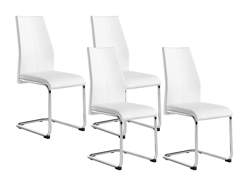 Conjunto de 4 cadeiras PAULINE - Pele sintética - Branco