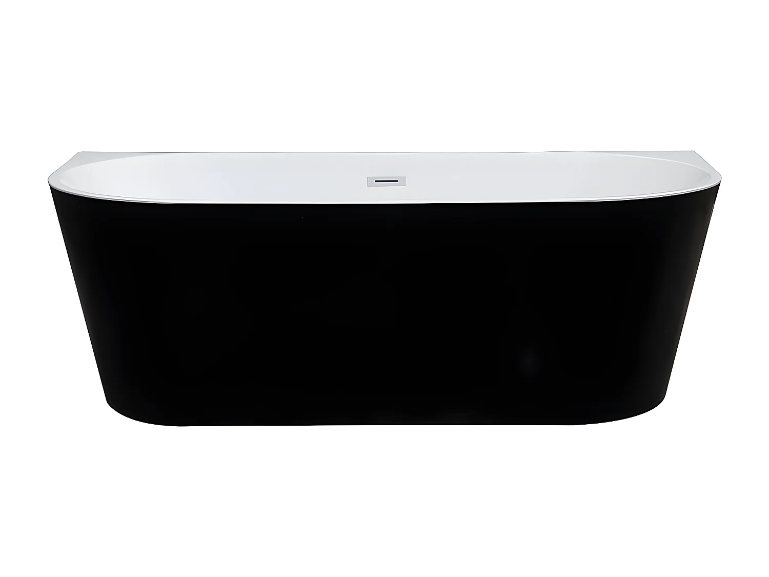 Halb freistehende Badewanne - 245L - 170 x 75 x 58 cm -  Acryl - Schwarz glänzend- DIVINA