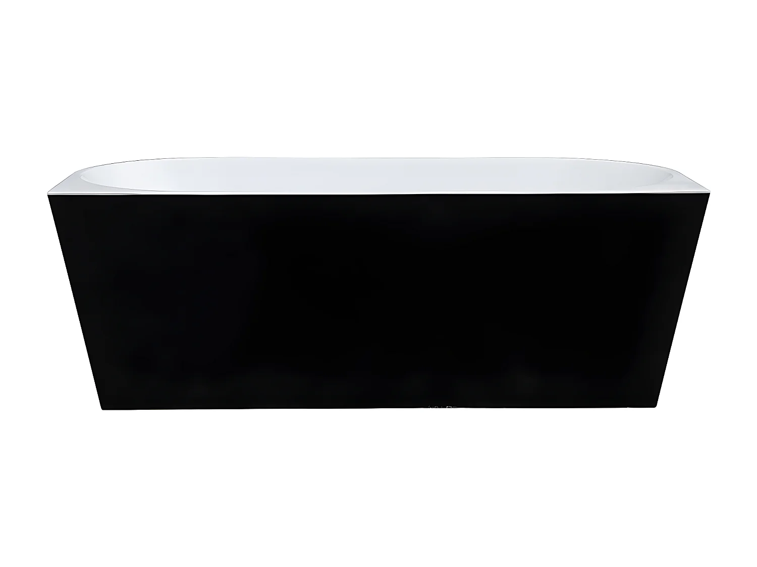 Halb freistehende Badewanne - 245L - 170 x 75 x 58 cm -  Acryl - Schwarz glänzend- DIVINA
