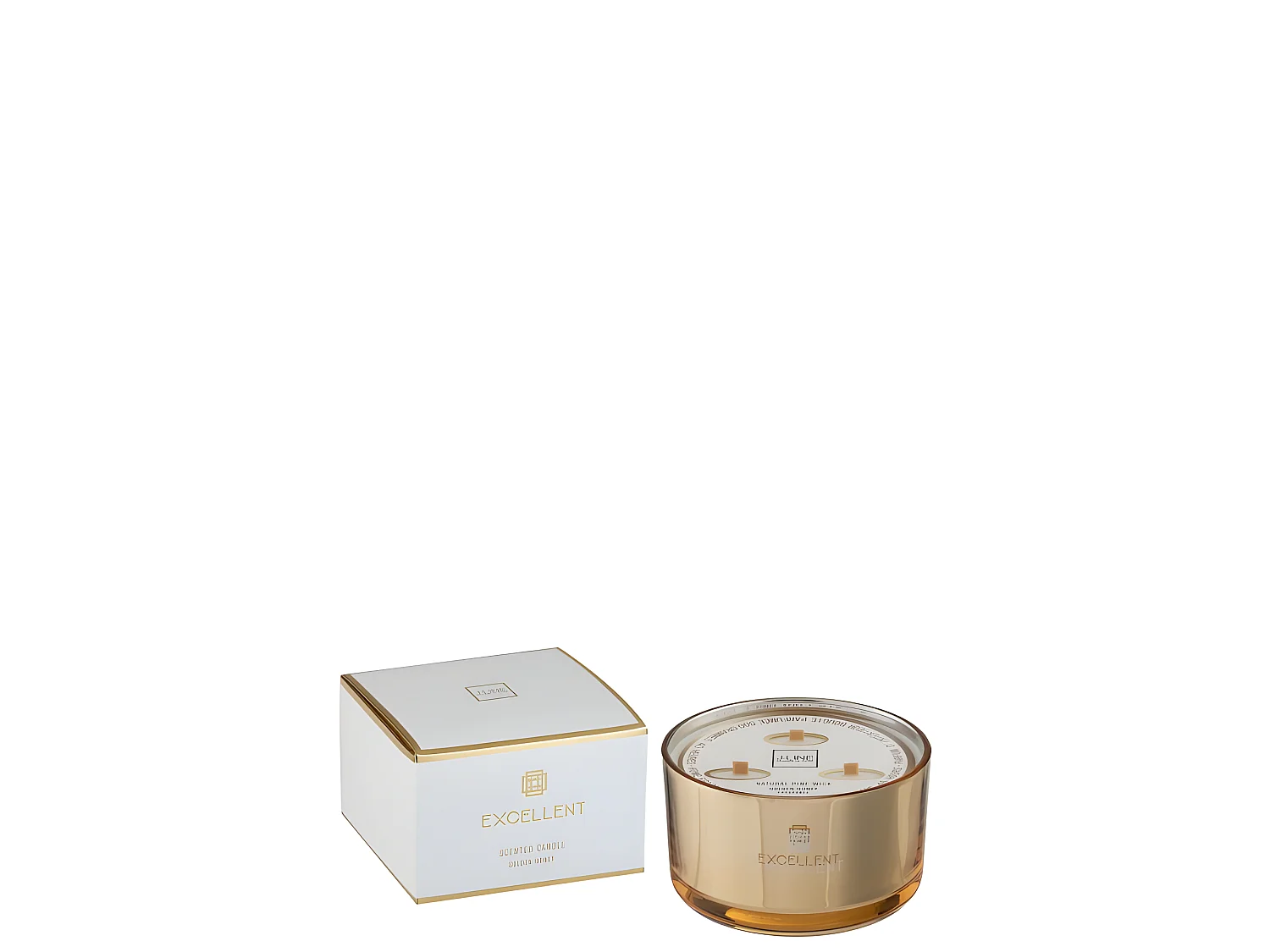 Vela perfumada de 40 horas en un frasco de vidrio dorado de 14x14x9.5 cm