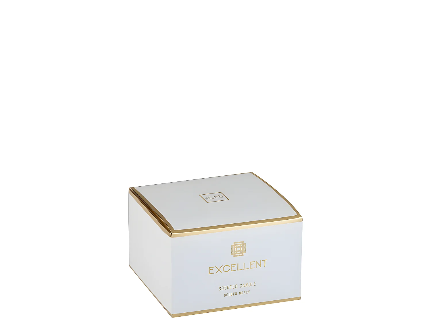 Vela perfumada de 40 horas en un frasco de vidrio dorado de 14x14x9.5 cm