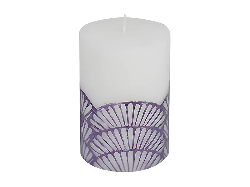 Bougie Pilier Déco "Mermaid" 10cm Violet & Blanc