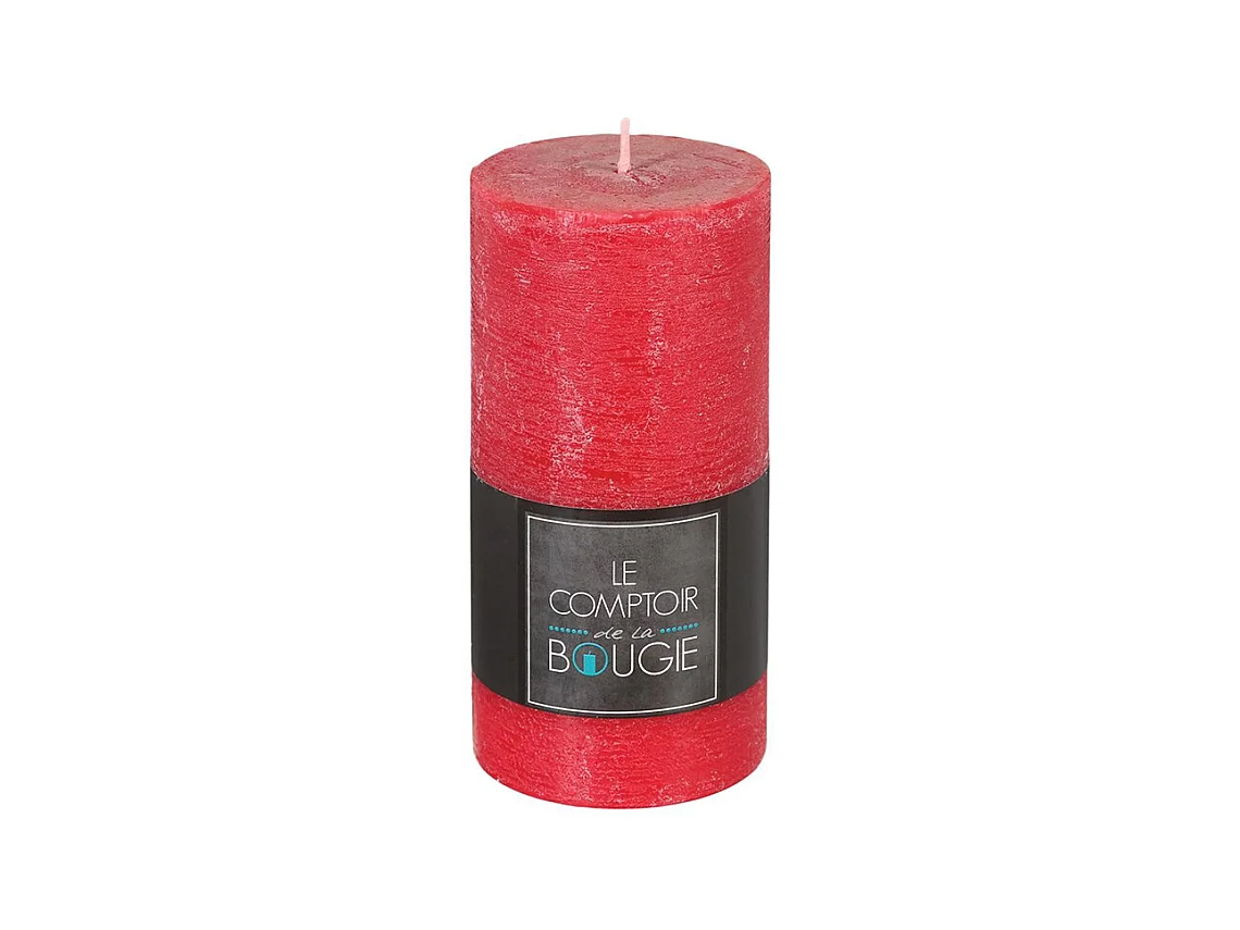 Bougie Cylindrique "Rustic" 14cm Rouge