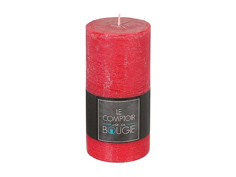 Bougie Cylindrique "Rustic" 14cm Rouge