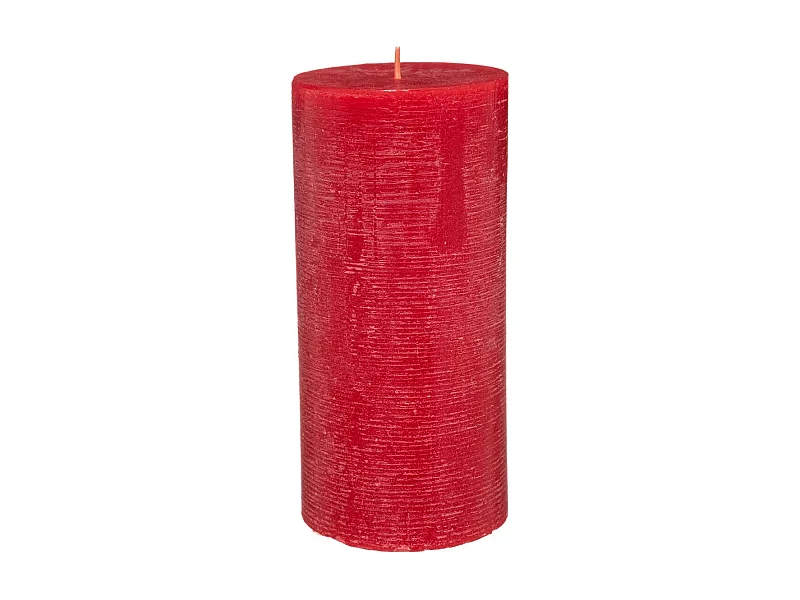 Bougie Cylindrique "Rustic" 14cm Rouge
