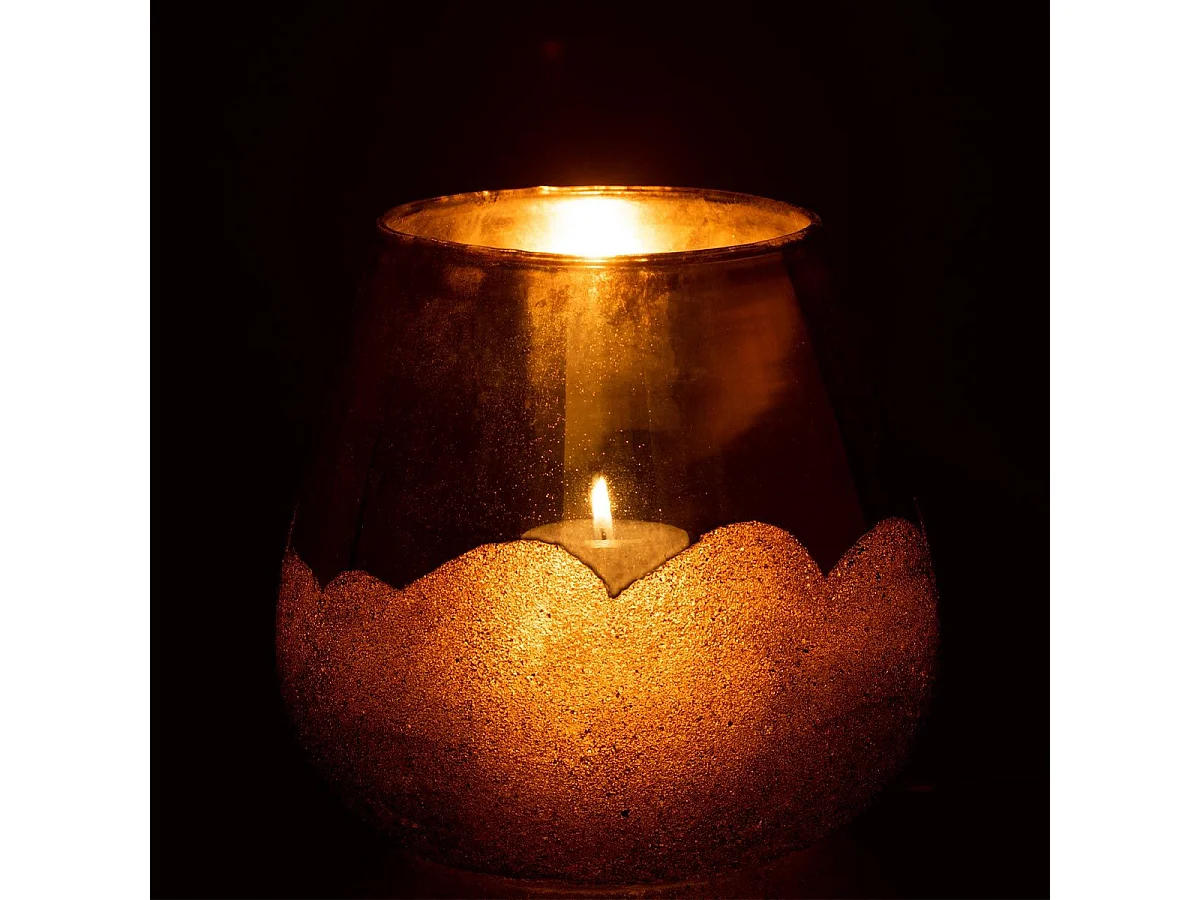 Photophore Design "Nevada" 19cm Gris & Or