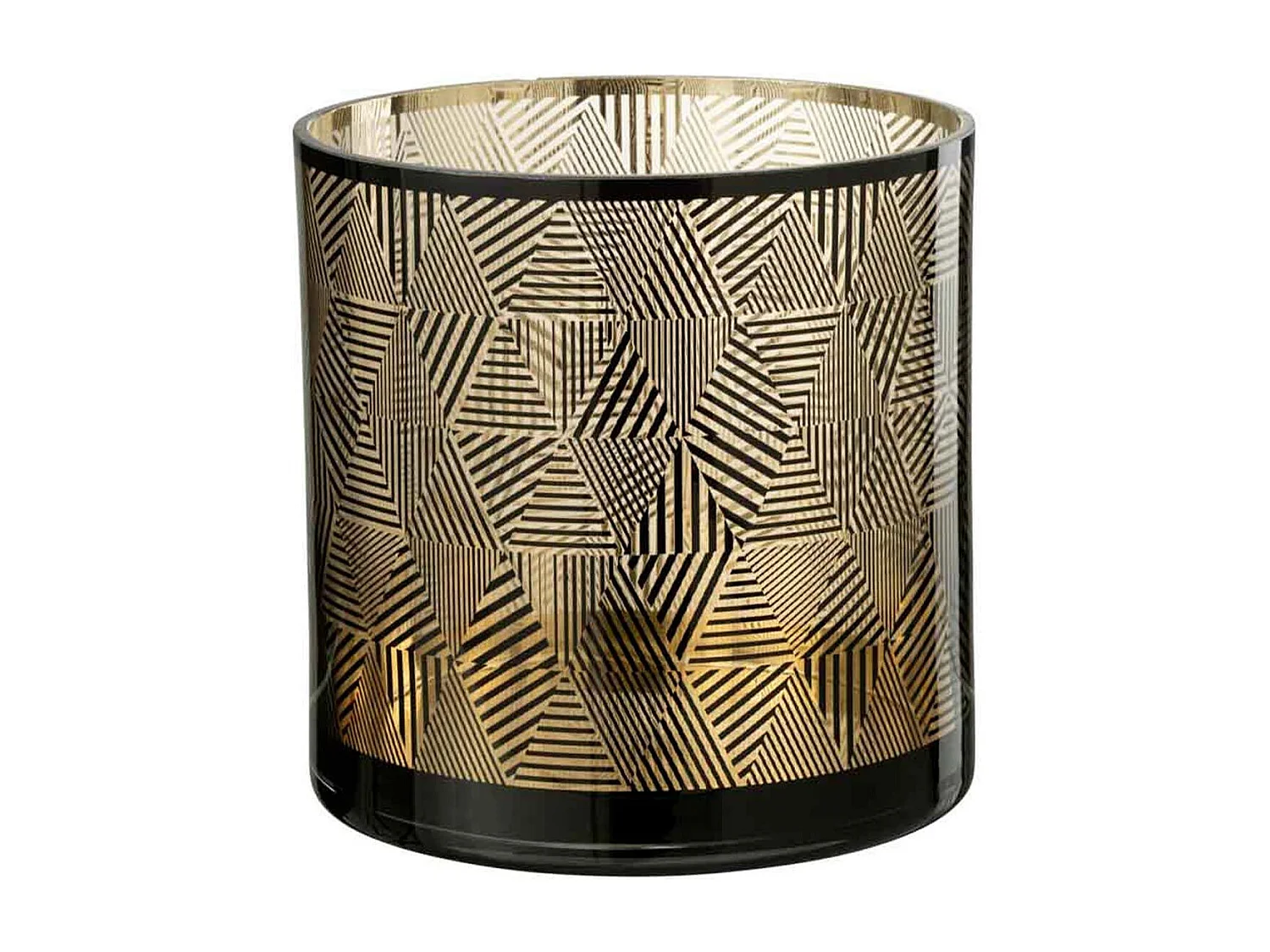 Photophore en Verre "Triangle Rayé" 24cm Marron