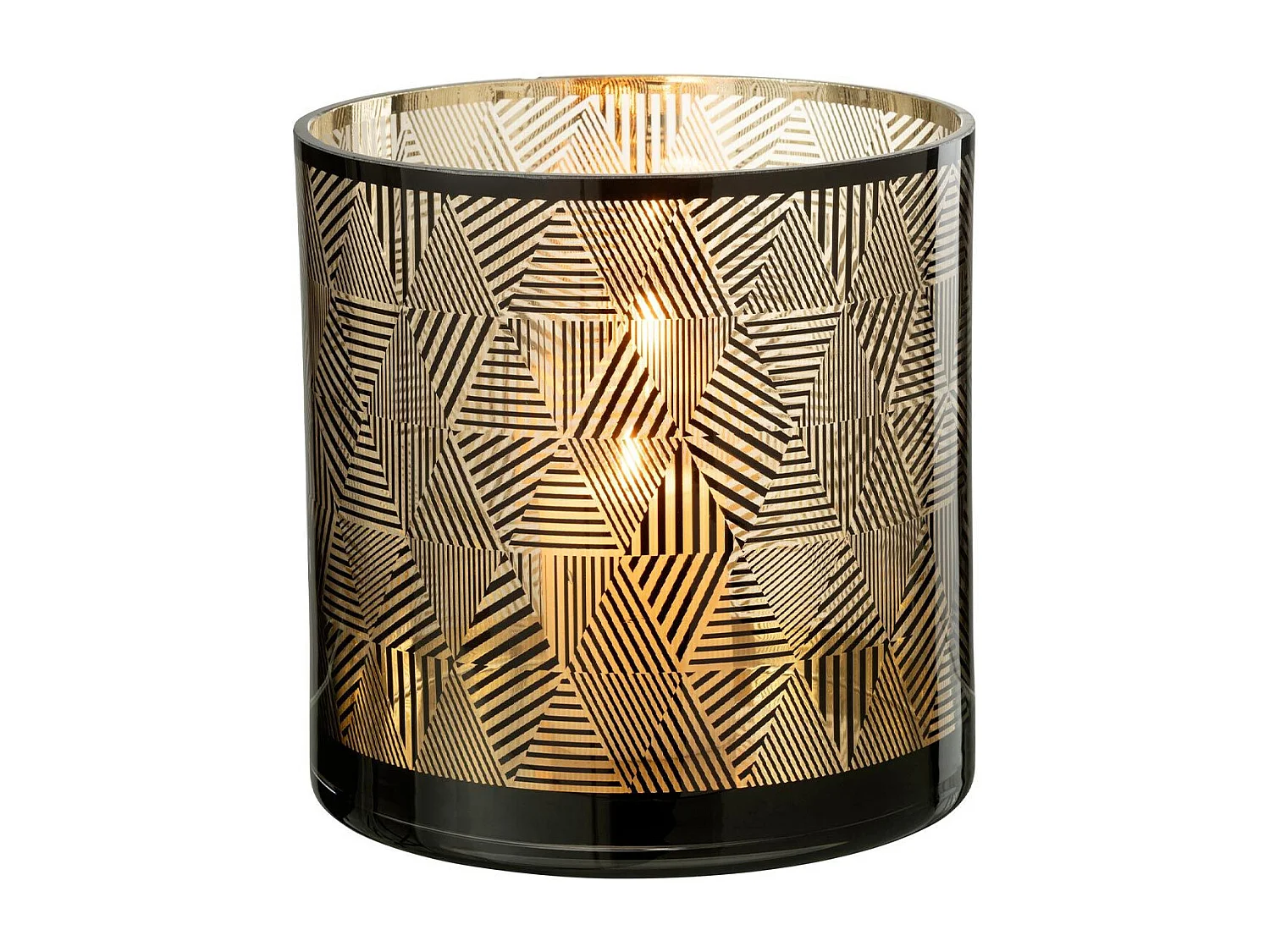 Photophore en Verre "Triangle Rayé" 24cm Marron