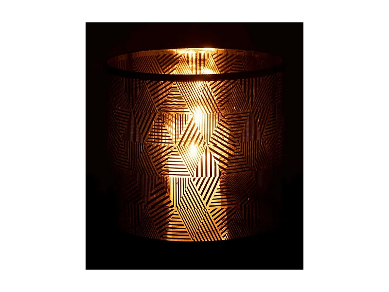 Photophore en Verre "Triangle Rayé" 24cm Marron