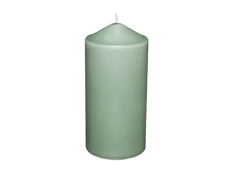 Bougie Cylindrique Déco "Hugo" 14cm Vert Eucalyptus