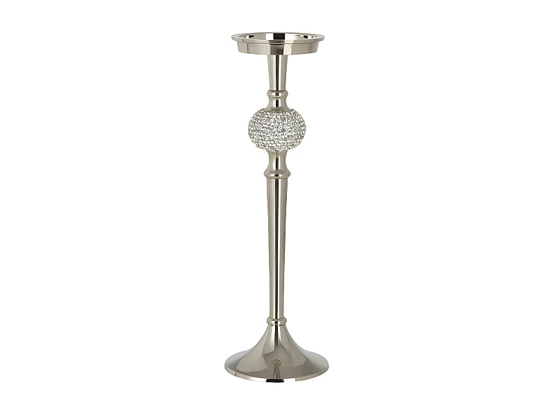 Candelabro su piedistallo in alluminio argentato 11,5x11,5x36 cm