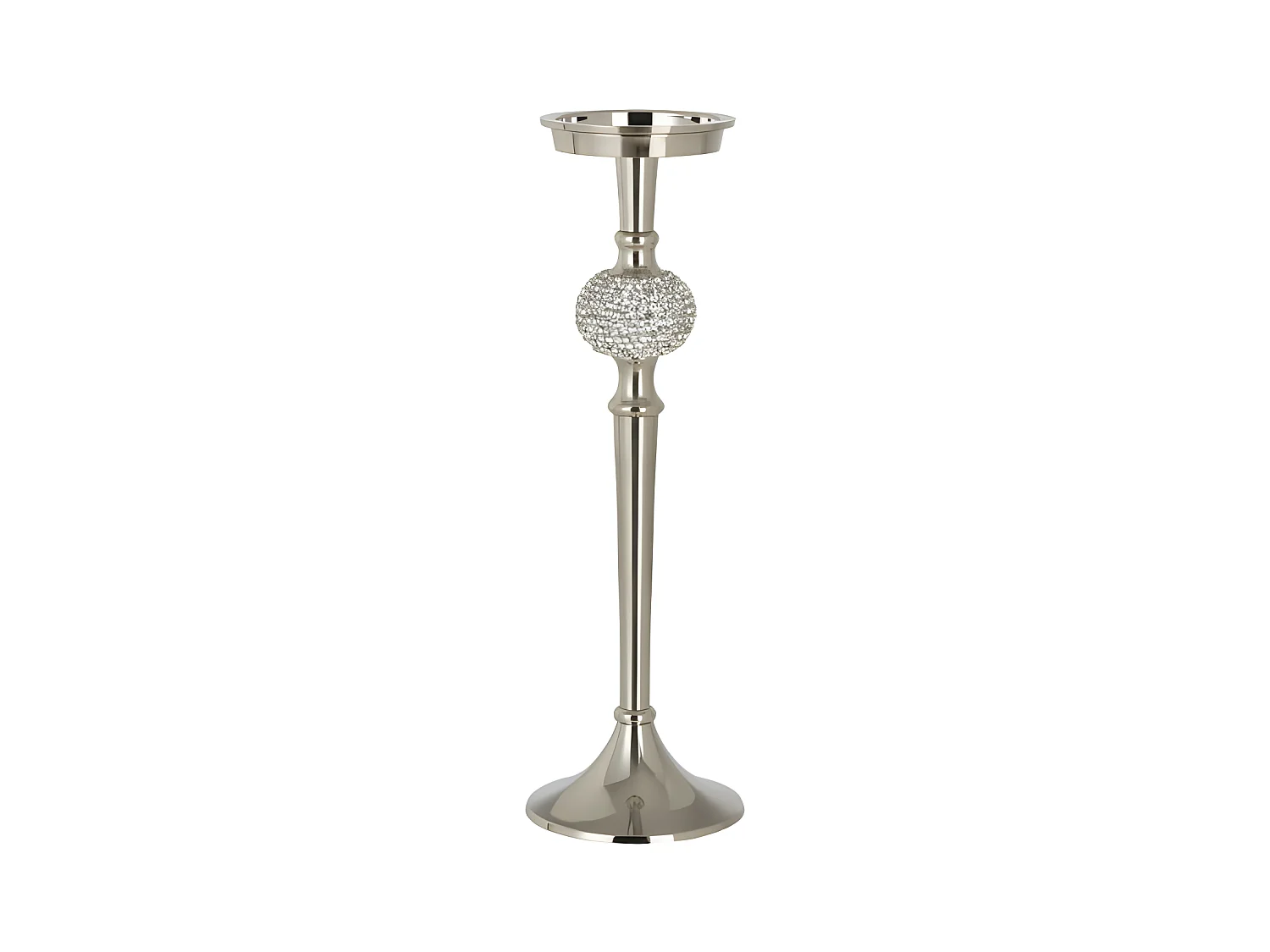 Bougeoir Design "Sphère Diamant" 36cm Argent