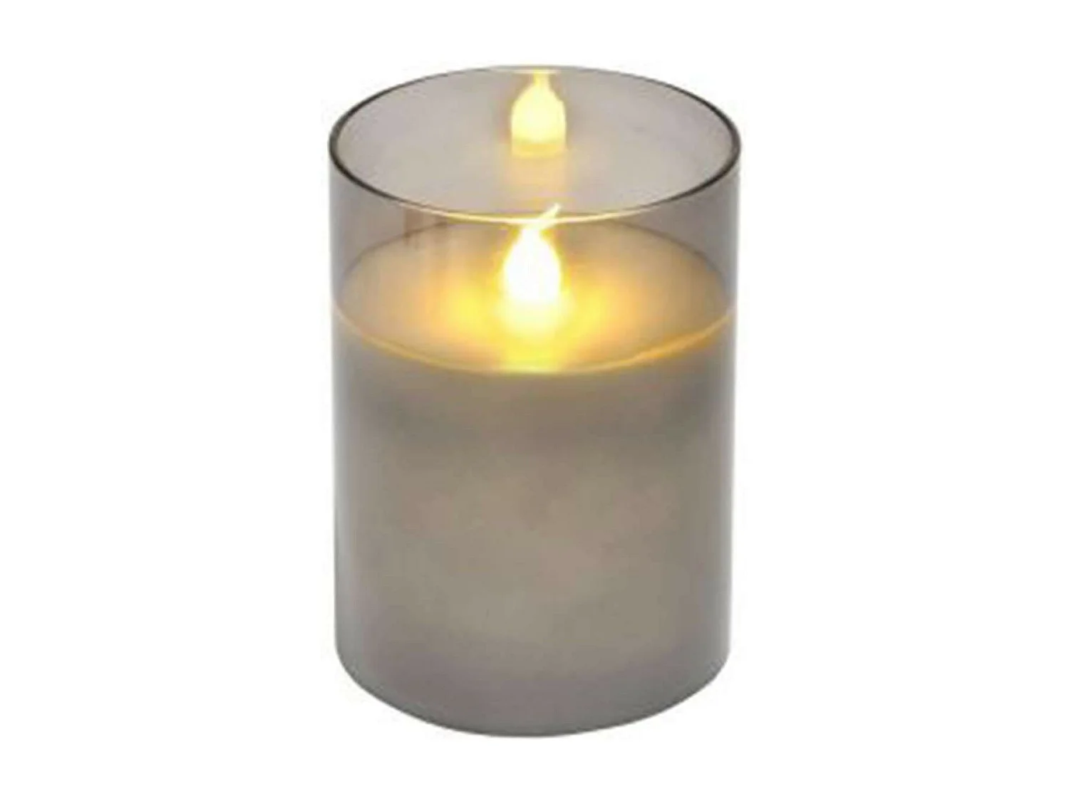 Bougie Ronde LED "Verrine" 10cm Gris Clair