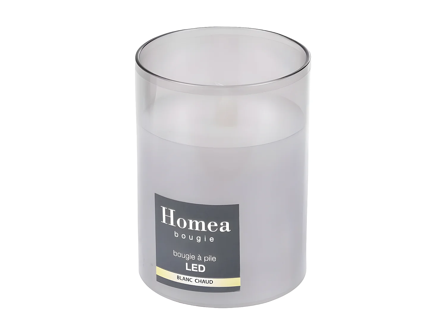 Bougie Ronde LED "Verrine" 10cm Gris Clair