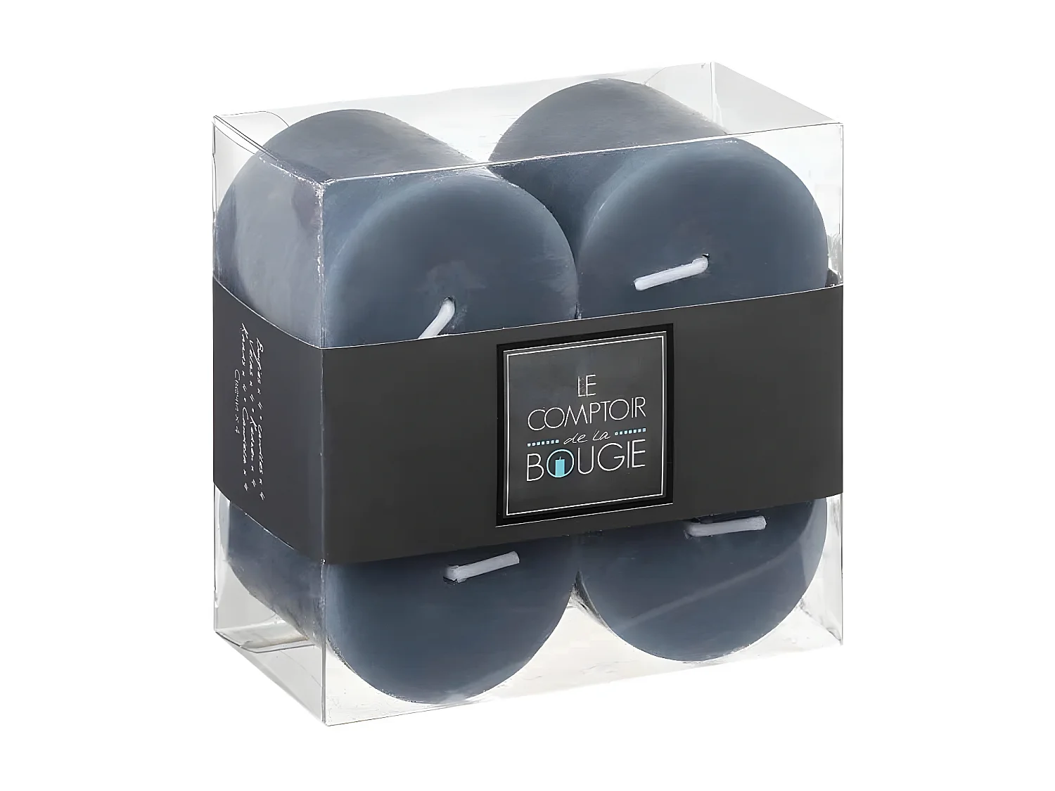 Lot de 4 Bougies Votives "Rustic" 4,5cm Gris