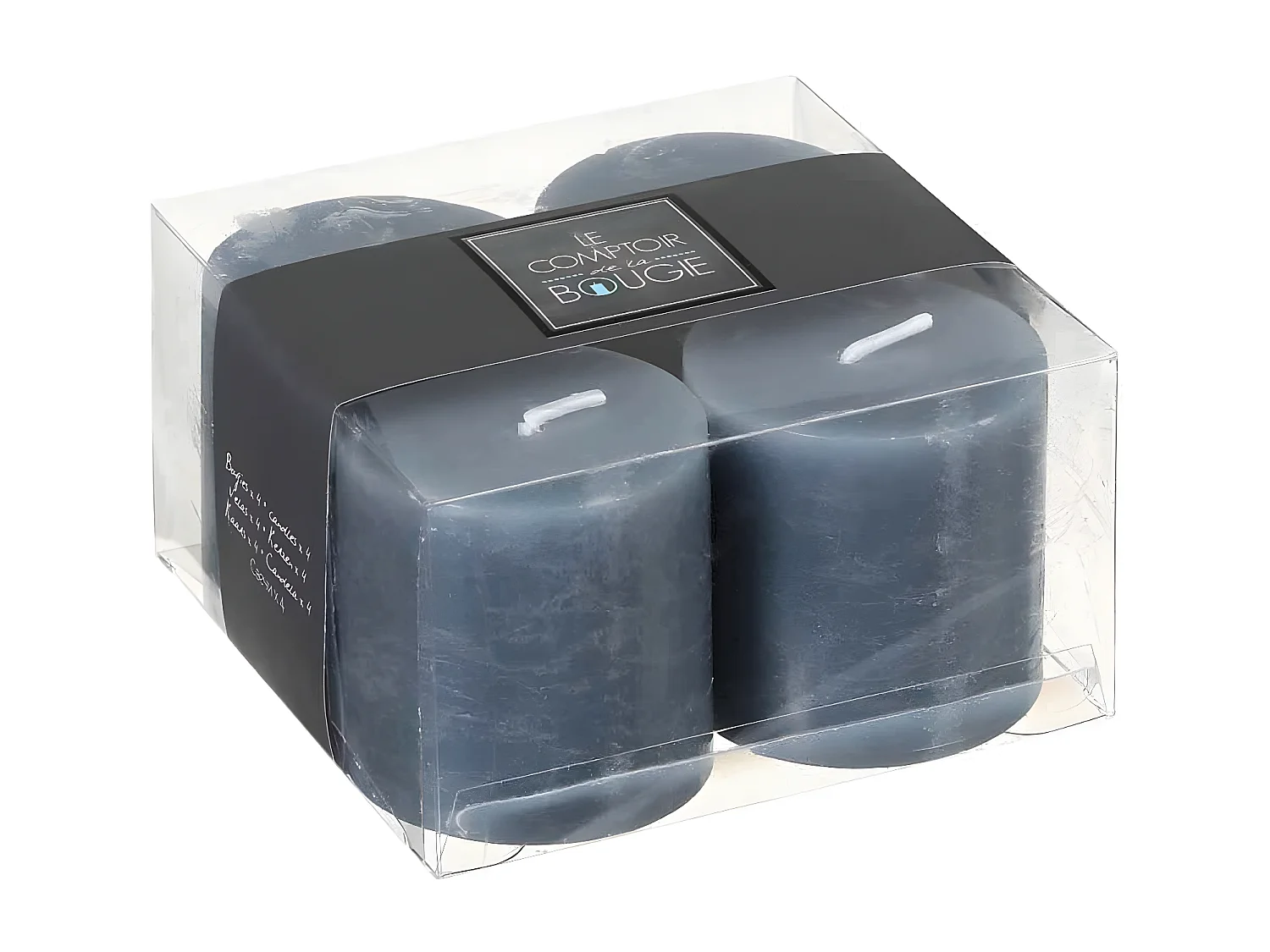 Lot de 4 Bougies Votives "Rustic" 4,5cm Gris