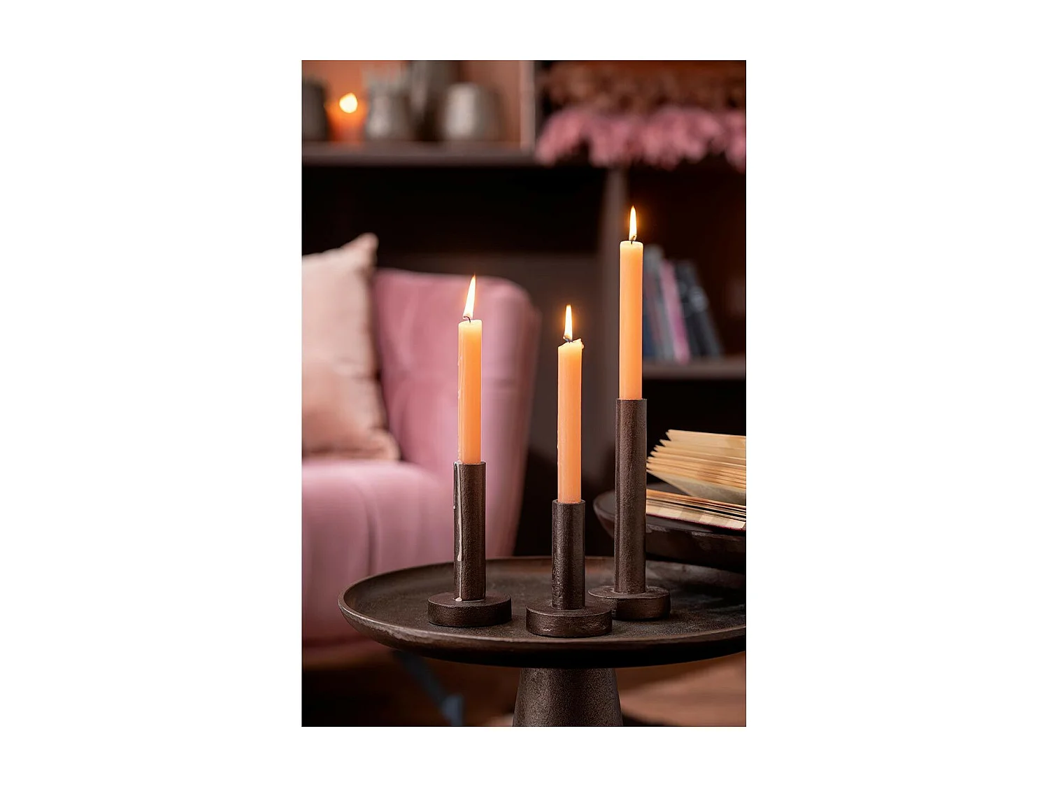 Lot de 3 Chandeliers Déco "Mat" 21cm Marron Foncé