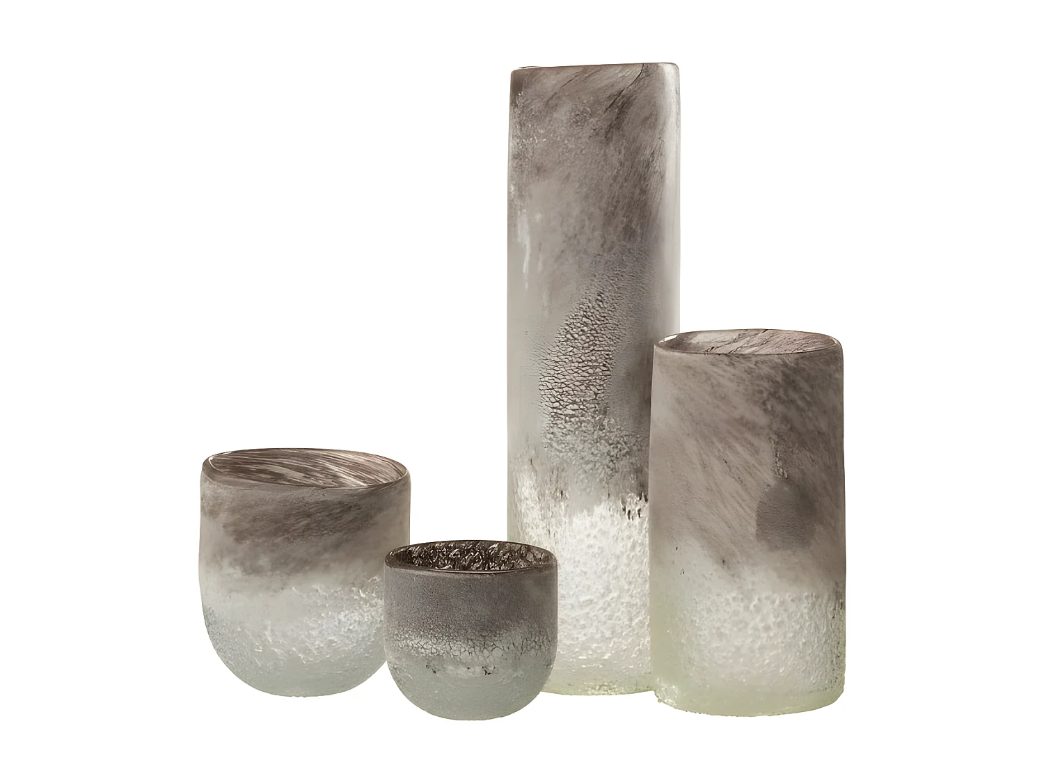 Portavelas de vidrio gris 12.5x12.5x15 cm