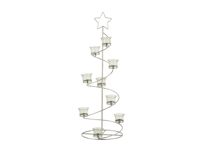Photophore Design "Arbre Spirale" 70cm Argent